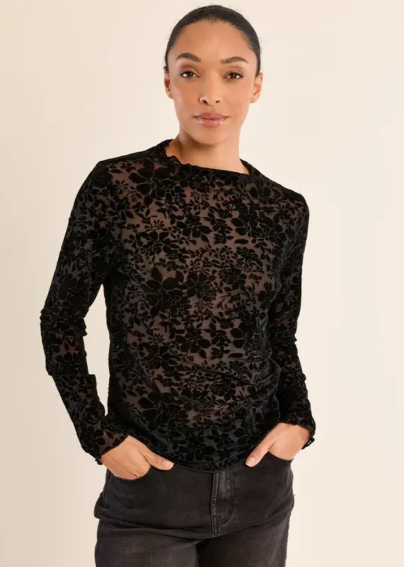 Flocked mockneck