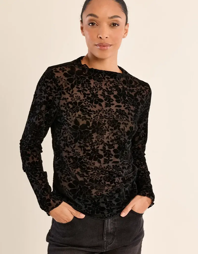 Flocked mockneck