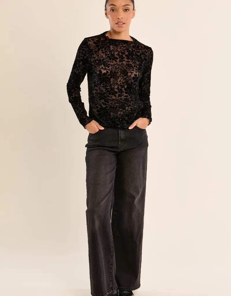 Flocked mockneck