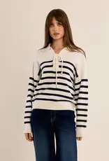Stripe tie front sweater