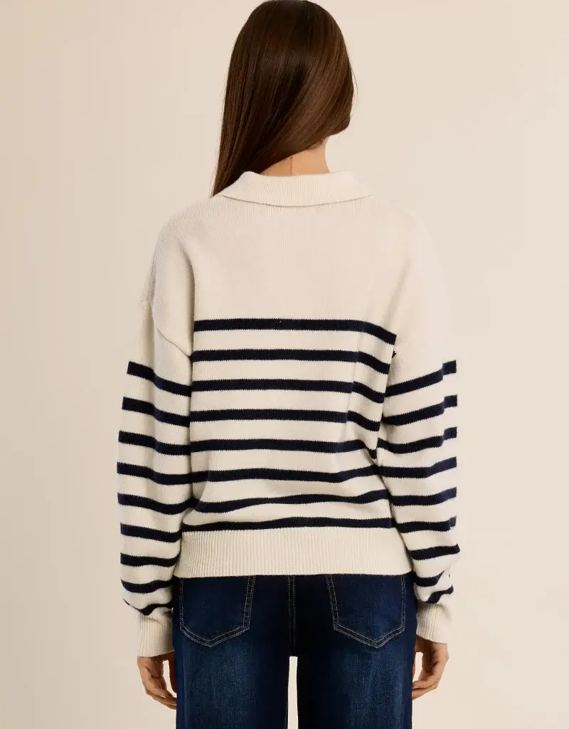Stripe tie front sweater