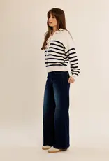 Stripe tie front sweater