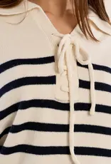 Stripe tie front sweater