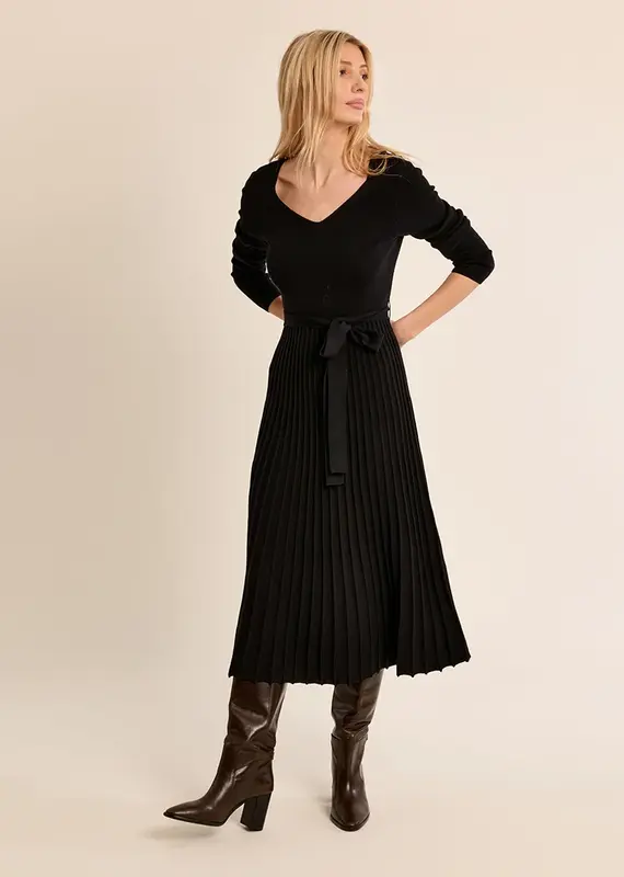 Pleated sweater dress