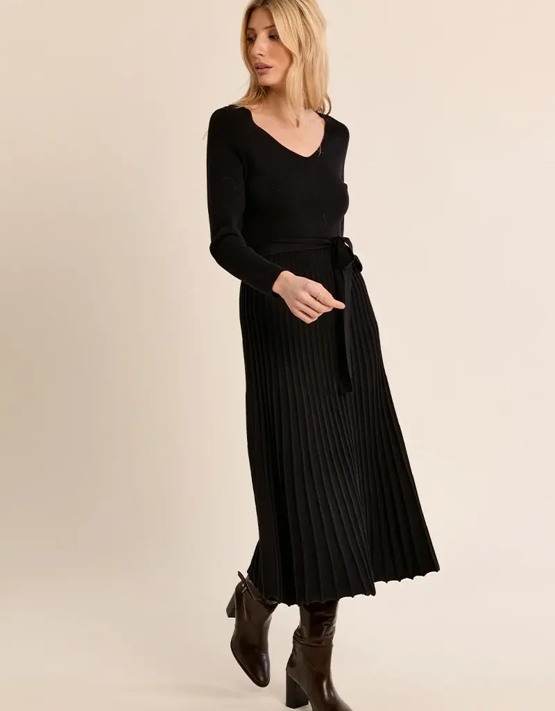Pleated sweater dress