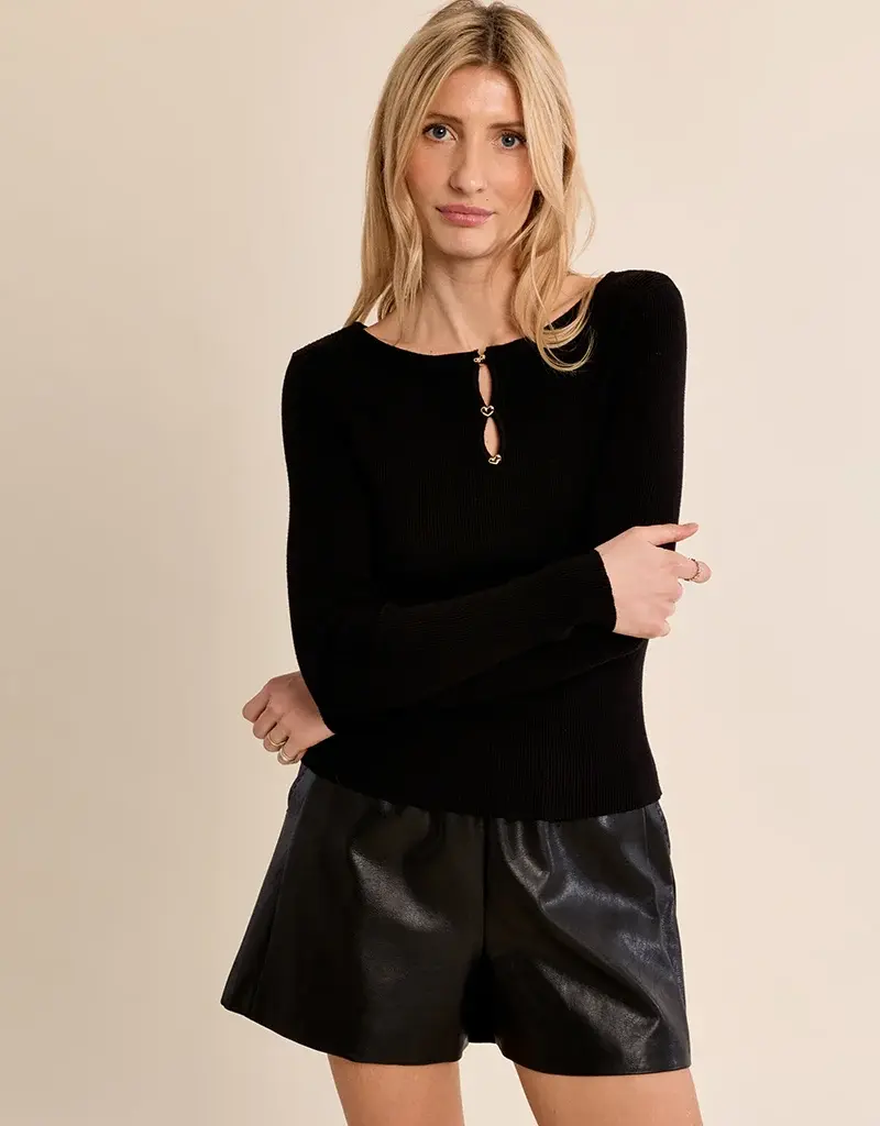 Heart button knit top