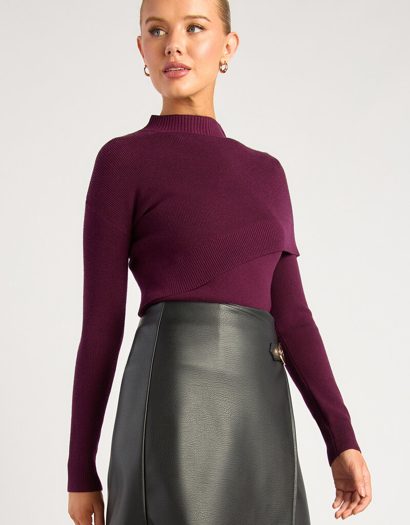Shawl mockneck sweater