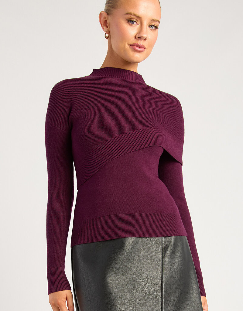 Shawl mockneck sweater