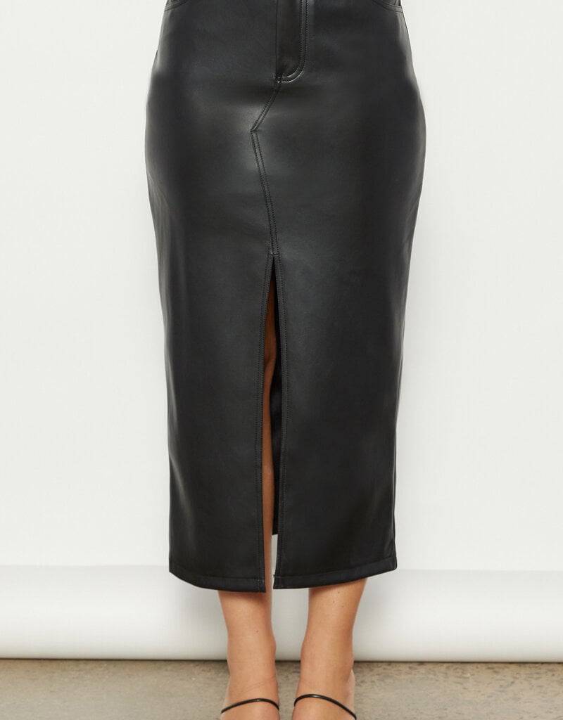 Faux leather midi skirt