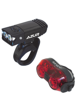 AZUR AZUR LIGHT SET 65/30 LIGHT SET 65 LUMEN HEAD LIGHT 30 LUMEN TAIL LIGHT USB RECHARGEABLE