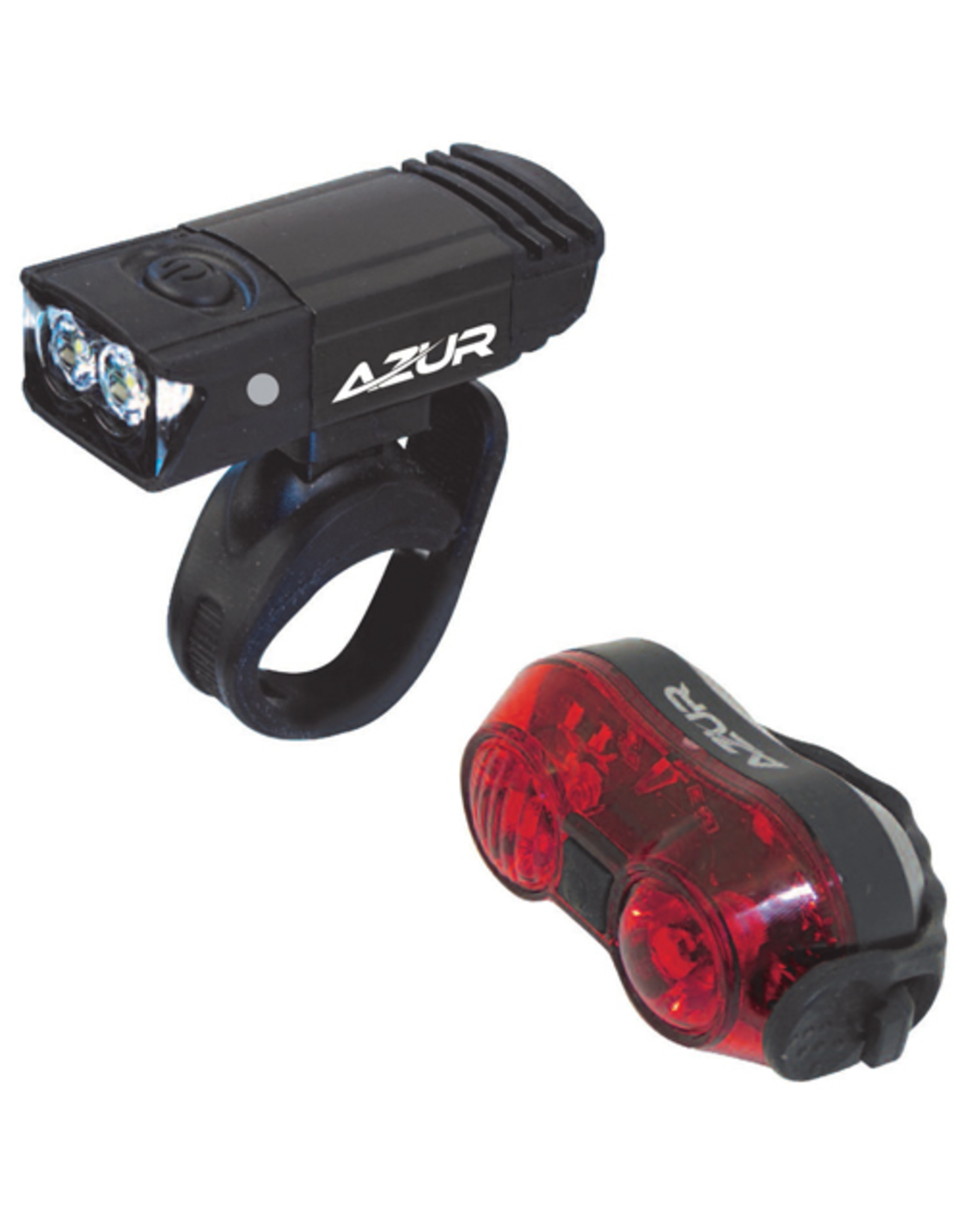 AZUR AZUR LIGHT SET 65/30 LIGHT SET 65 LUMEN HEAD LIGHT 30 LUMEN TAIL LIGHT USB RECHARGEABLE