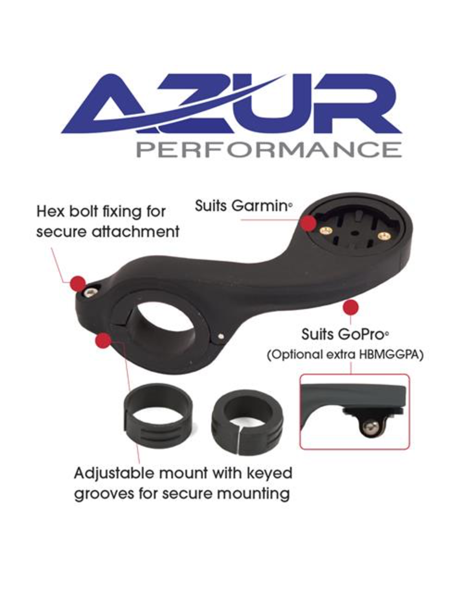 AZUR AZUR GARMIN OUT FRONT HANDLEBAR MOUNT BLACK