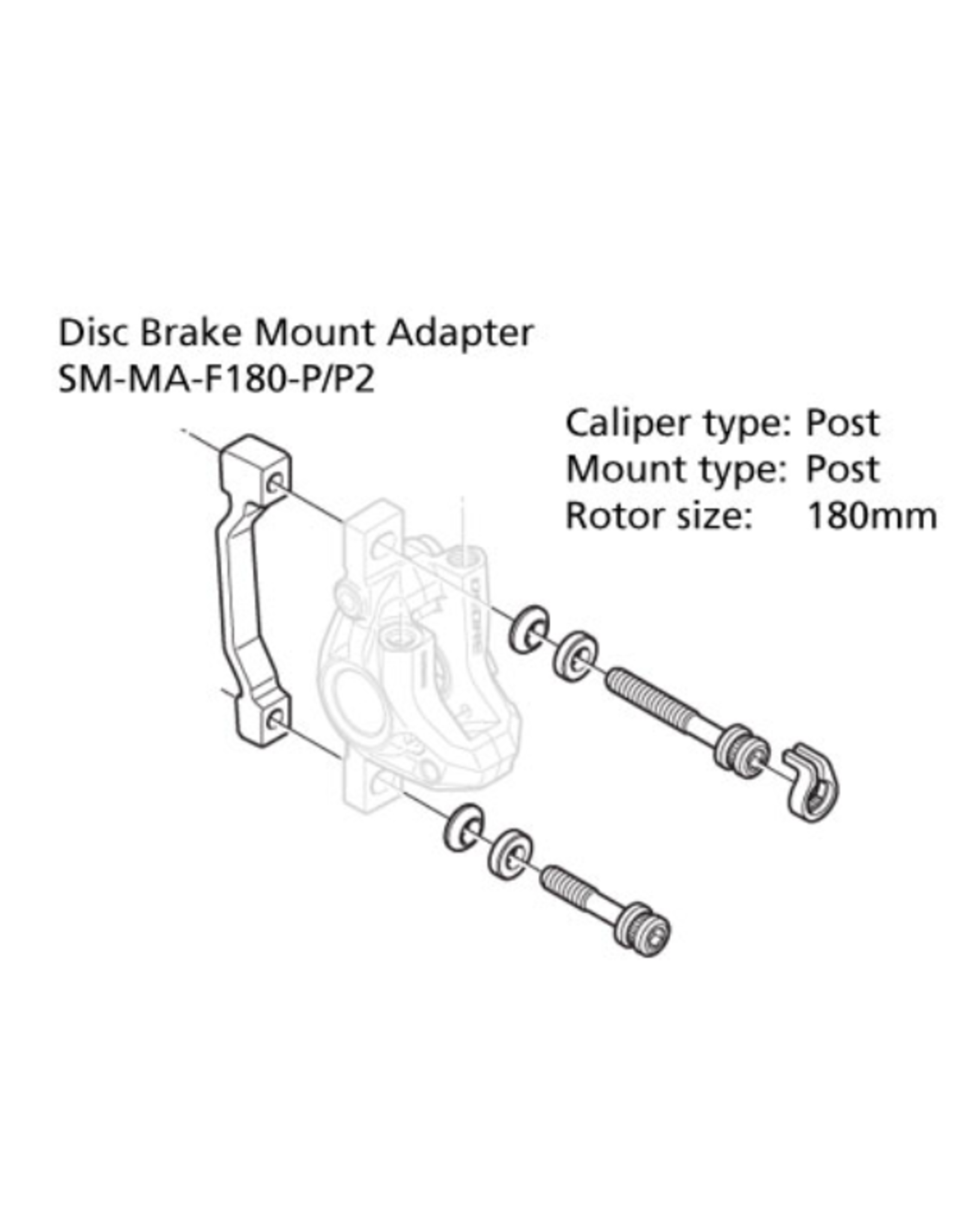 Shimano SHIMANO BRAKE ADAPTER SM-MA-F180-PP 180mm CALIPER: POST MOUNT: POST