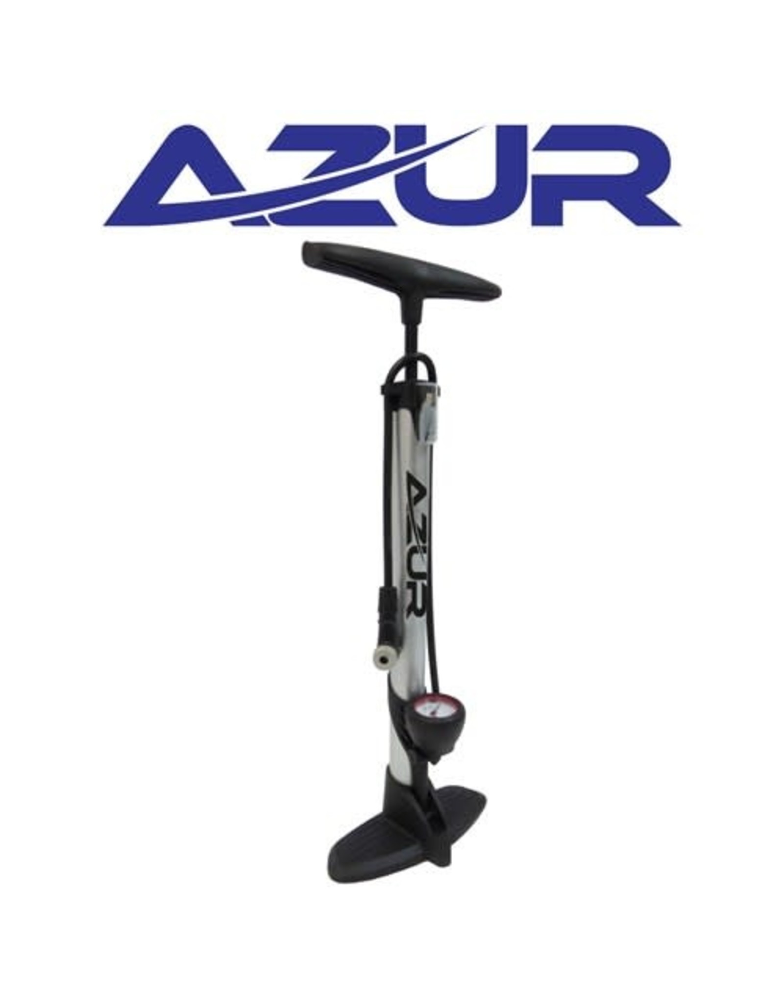 AZUR AZUR PUMP STEEL CLEVER VALVE WITH GAUGE SILVER FLOOR PUMP