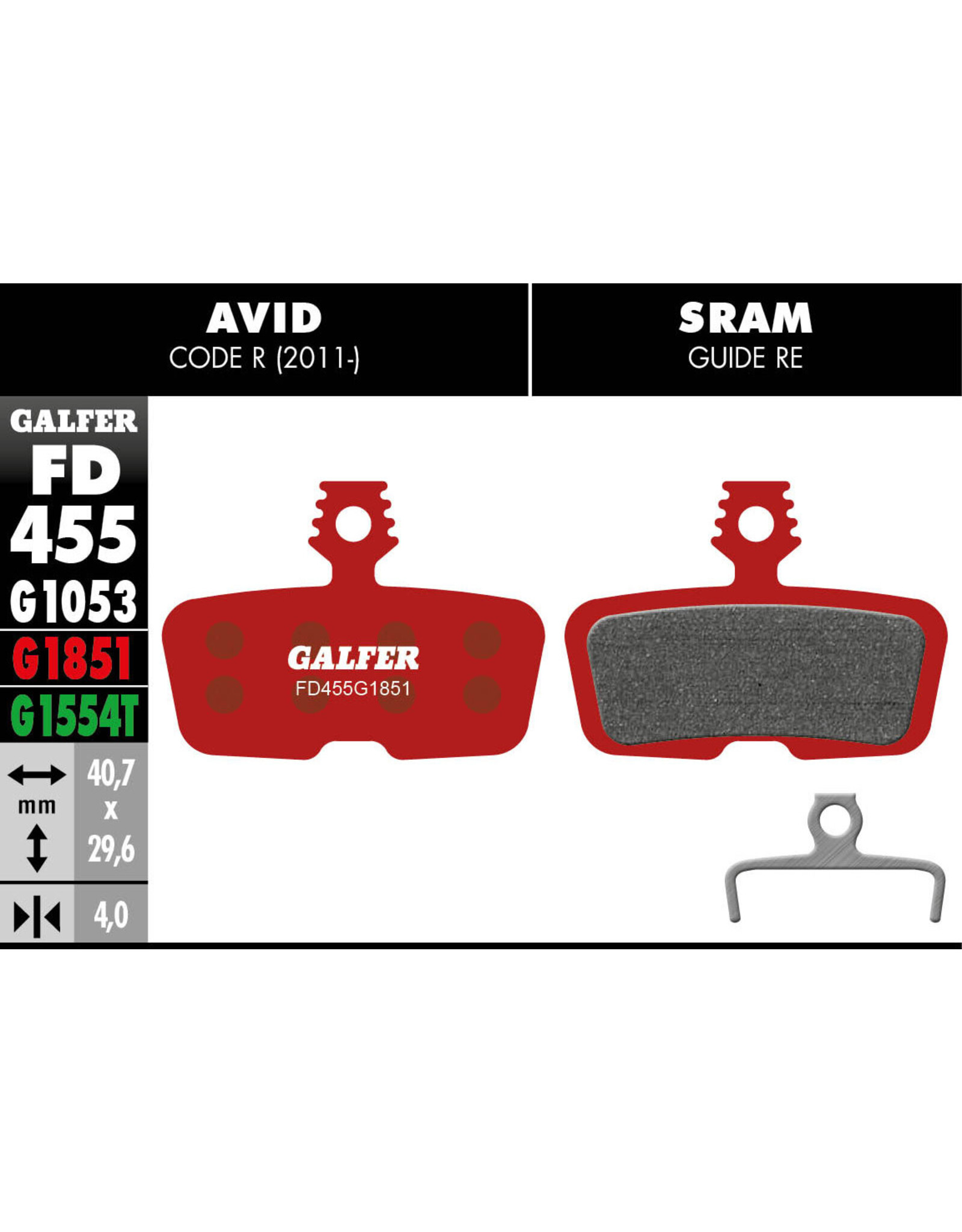 GALFER GALFER ADVANCED DISC BRAKE PADS FIT SRAM CODE