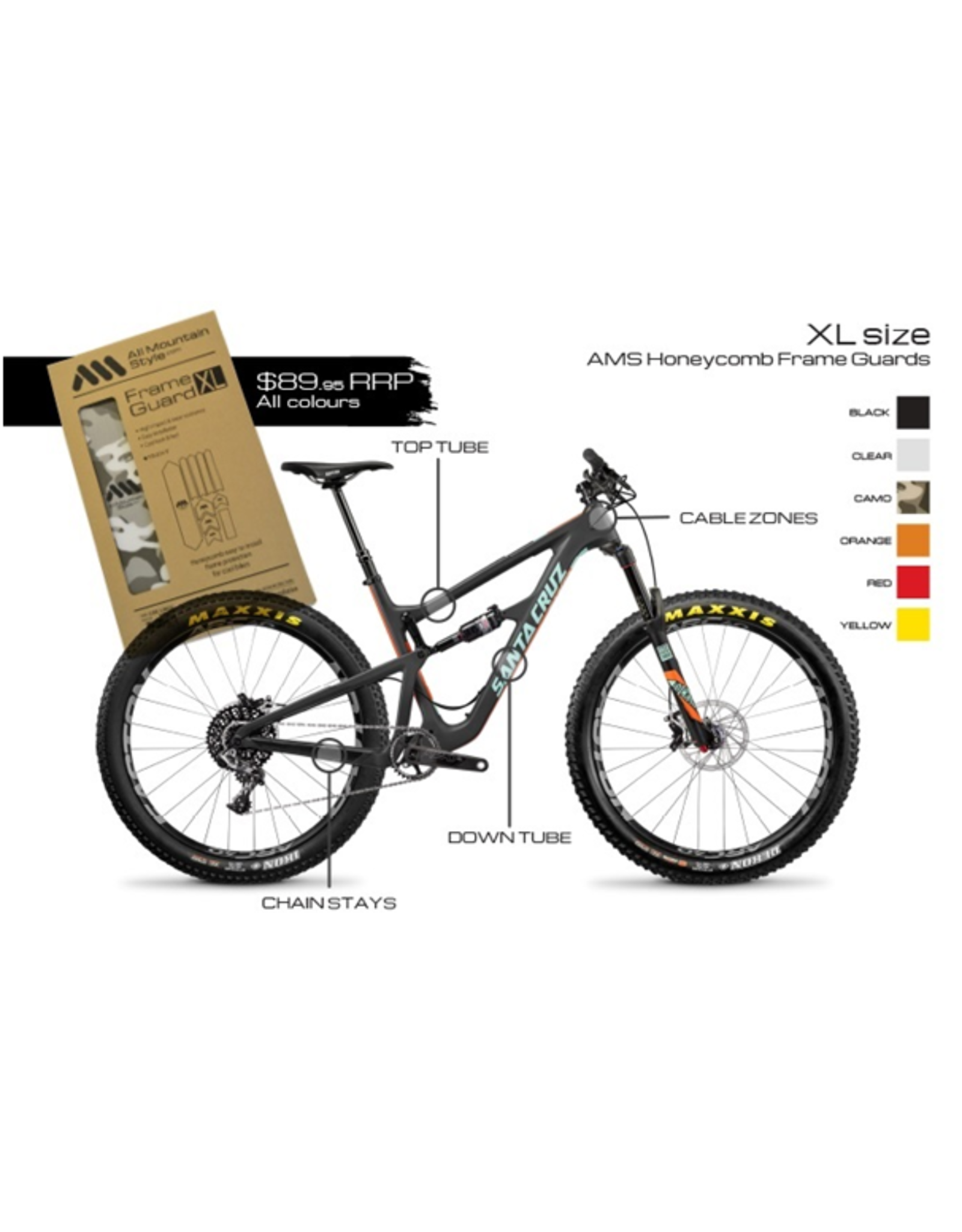 ALL MOUNTAIN STYLE ALL MOUNTAIN STYLE (AMS) FRAME PROTECTION XL CLEAR /SILVER