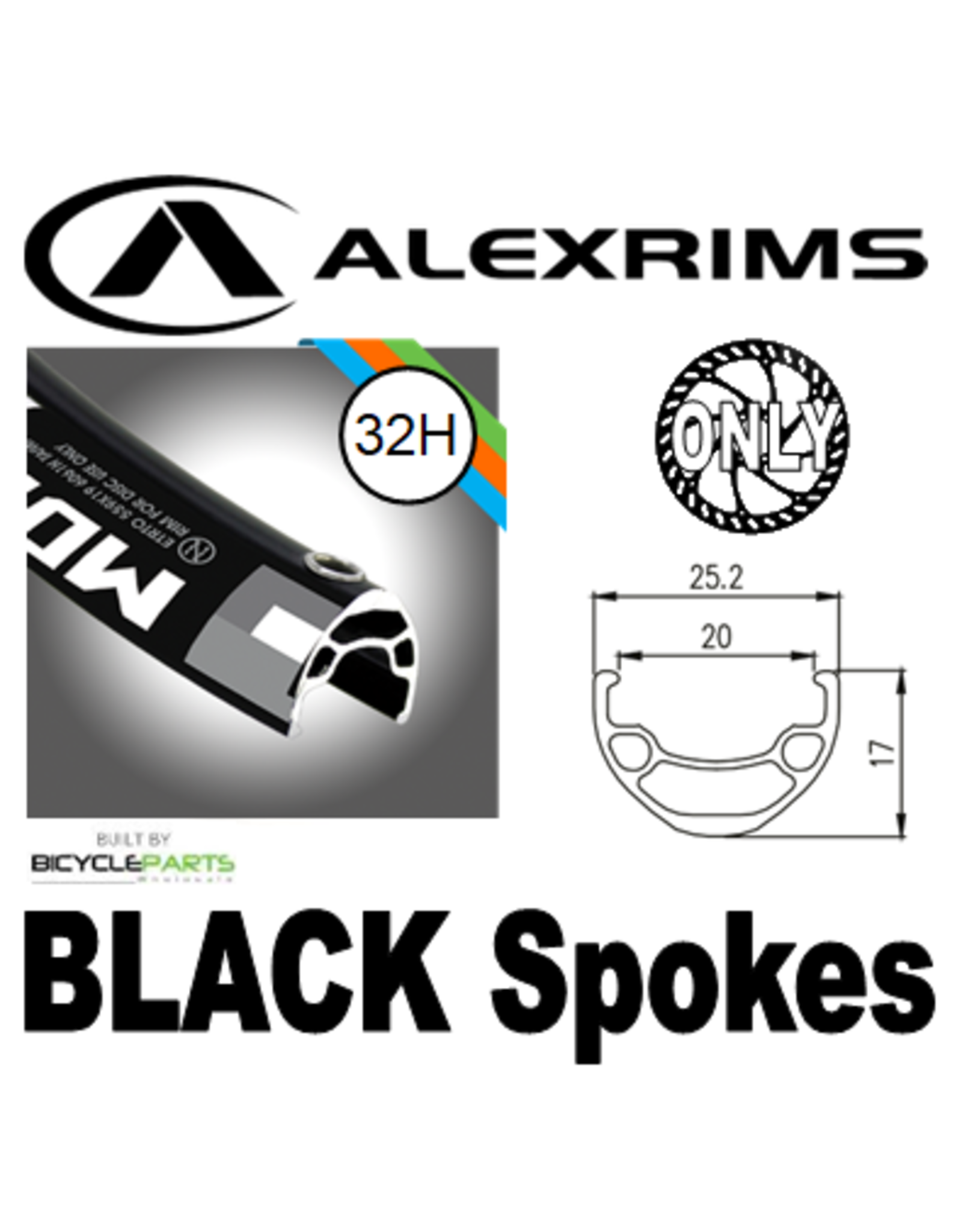ALEX ALEX MD-19 27.5" REAR 8/10 SPEED BLACK ALLOY 135MM Q/R DISC HUB WHEEL