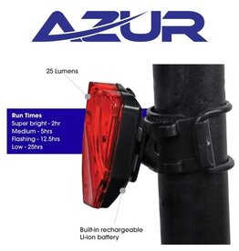 AZUR AZUR LIGHT SHIELD 25 LUMENS TAIL LIGHT USB RECHARGEABLE