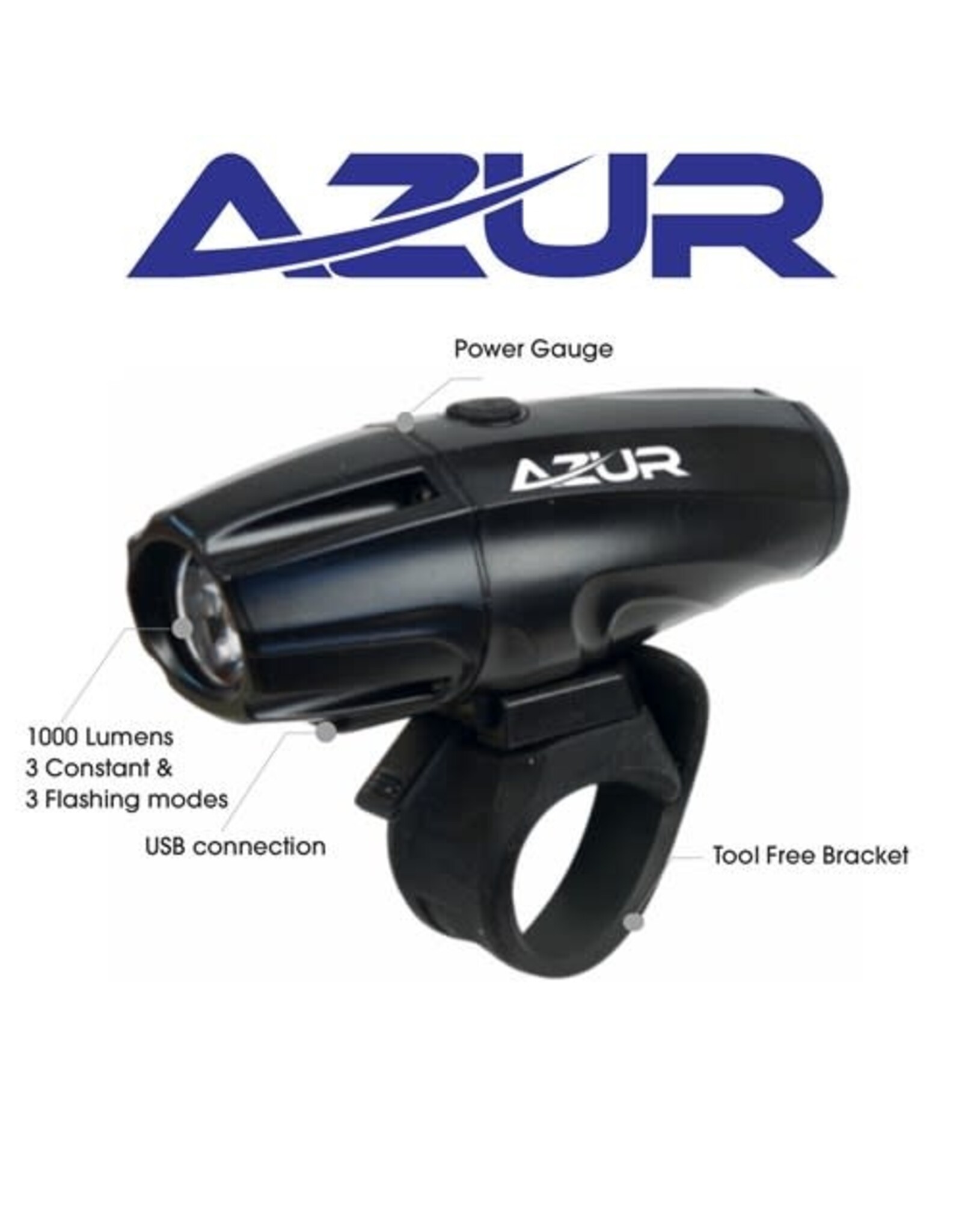 AZUR AZUR LIGHT COVE 1000 LUMENS HEAD LIGHT USB RECHARGABLE
