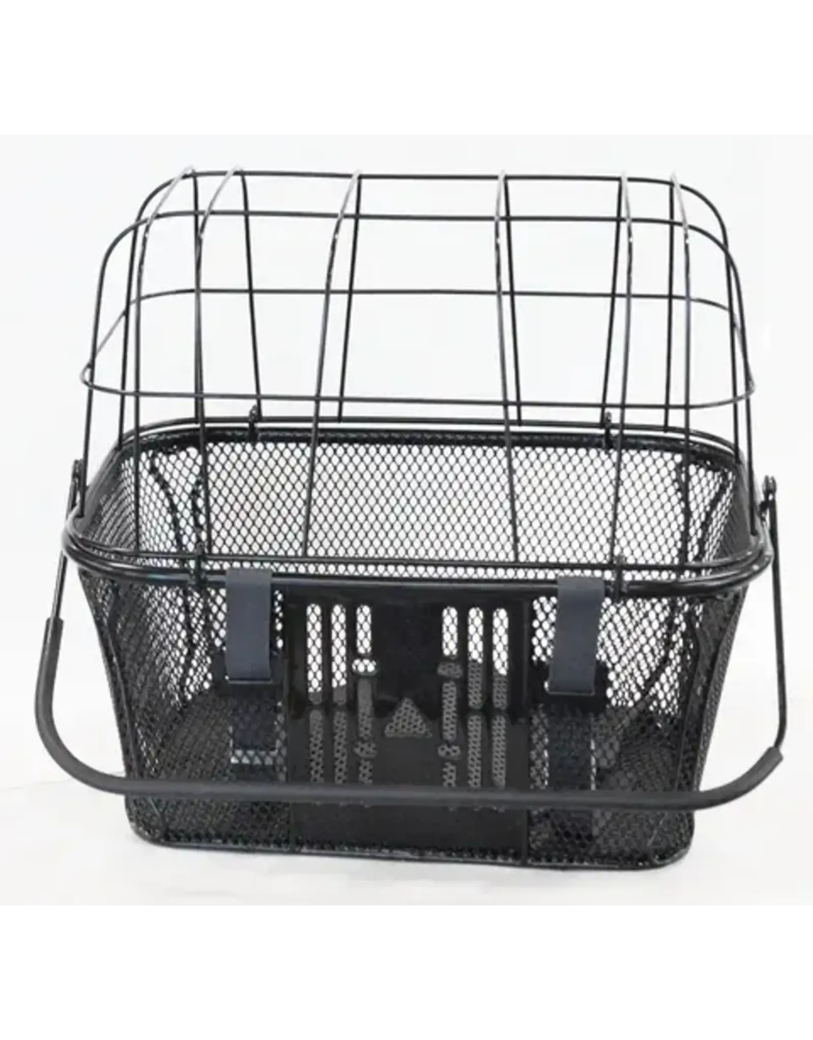 BASKET PET CARRIER LARGE WIRE MESH FRONT W/FORK STAY BLACK 400X300X350MM