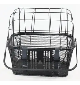 BASKET PET CARRIER LARGE WIRE MESH FRONT W/FORK STAY BLACK 400X300X350MM