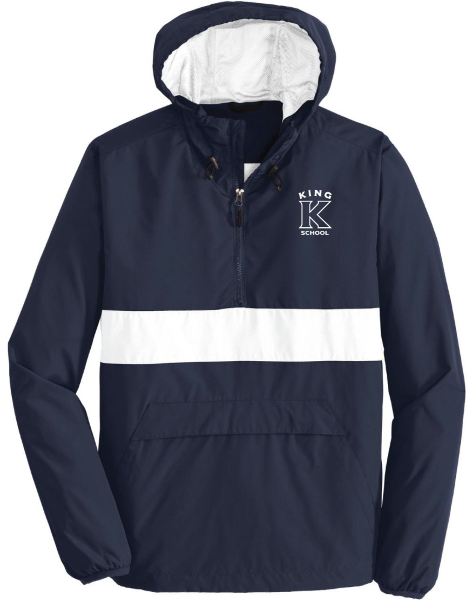 SportTek Navy/White Zipped Pocket Anorak