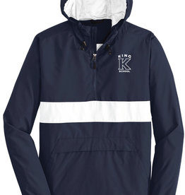 SportTek Navy/White Zipped Pocket Anorak