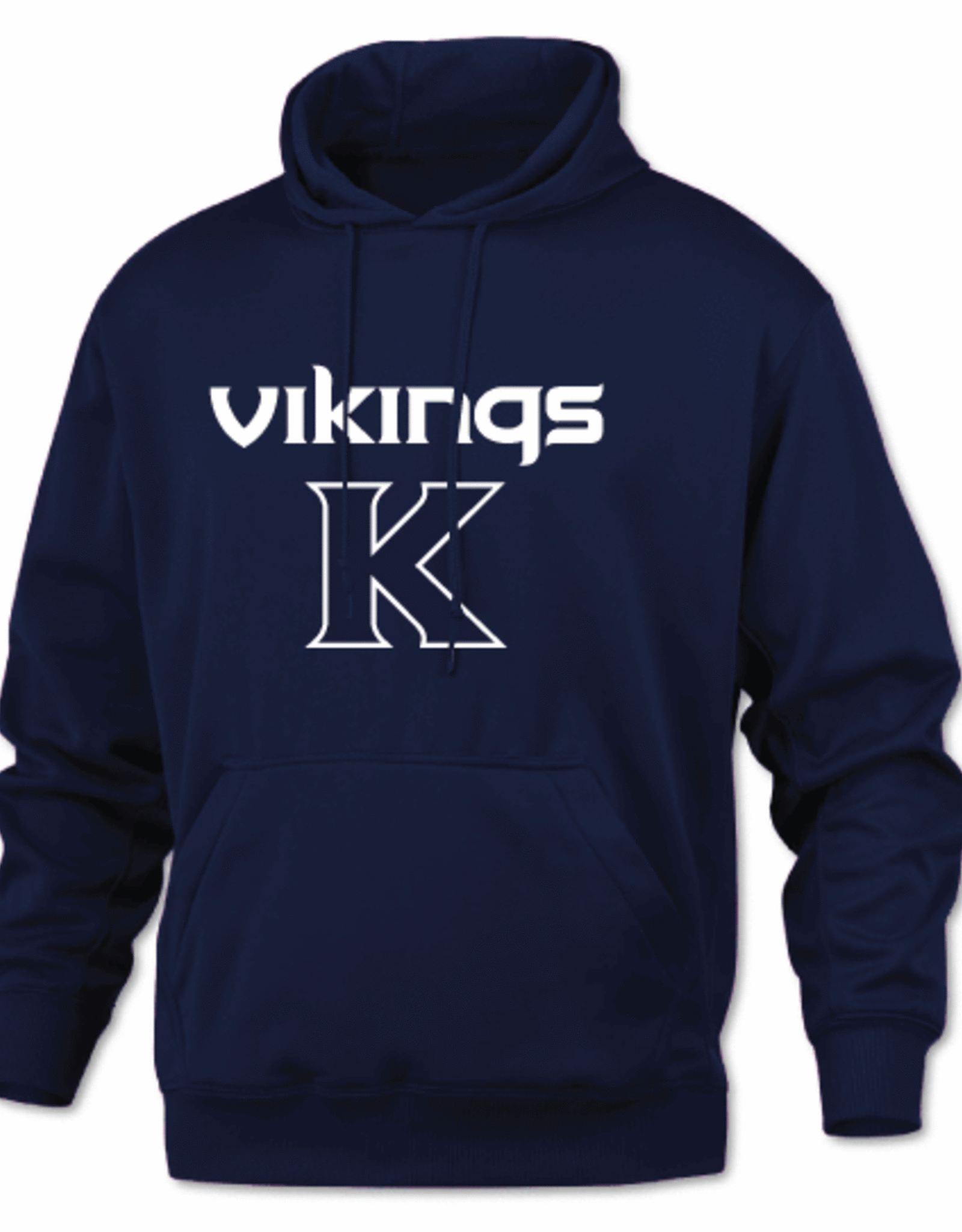 Navy performance hoodie Viking K front YOUTH