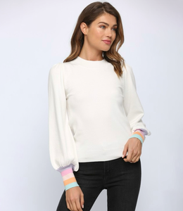 Fate by LFD Cream Multi-Color Cuffed Sleeve Sweater