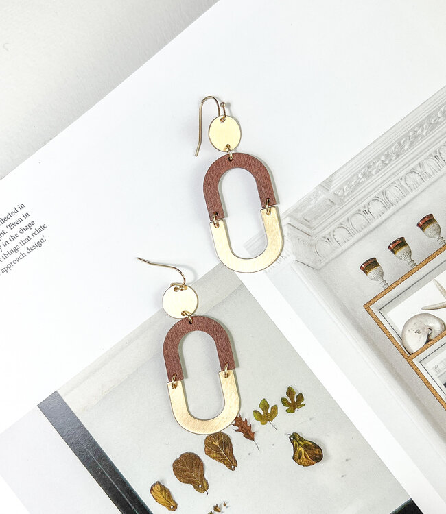 Gold and Wood Earrings