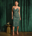 Emerald Lace Sheath Slip Dress