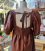 Brown Puff Sleeve Vegan Leather Mini Dress