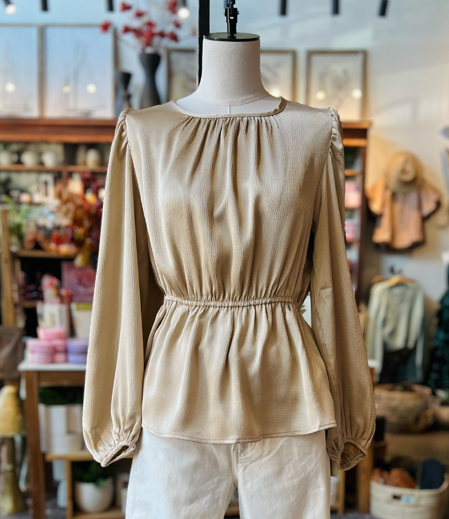 Taupe Silky Tie Back Top