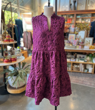 THML Purple Floral Print Slvless Tiered Mini Dress