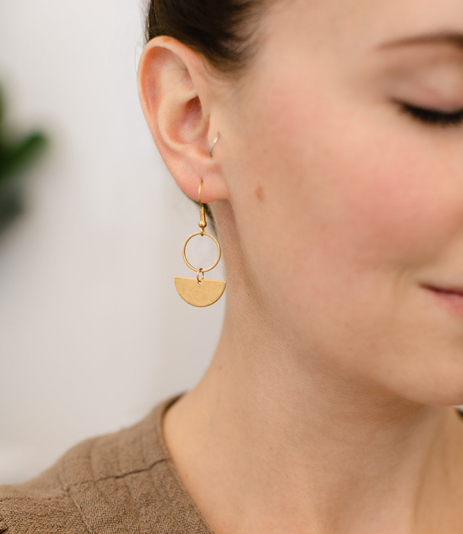 Brass Mini Circle Earrings