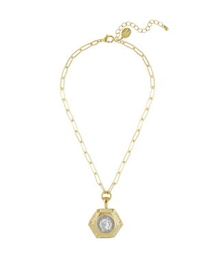 Susan Shaw Coin Paper Clip Necklace