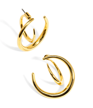 RHO Gold Two Dimensional Hoop Earring