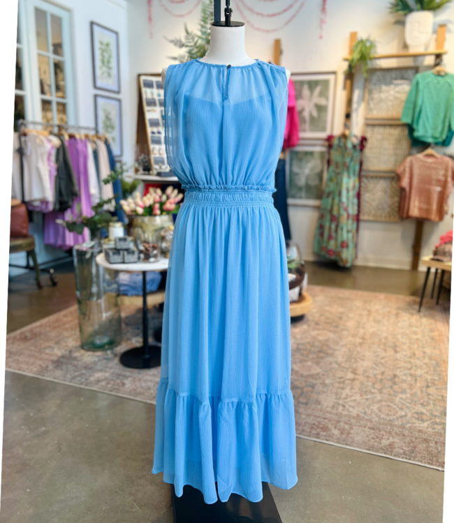 Pastel Blue Sheer Midi Dress