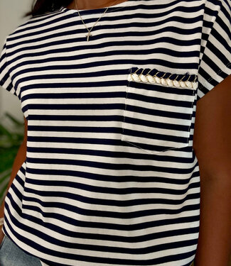 Vine and Love Navy/White Stripe Top