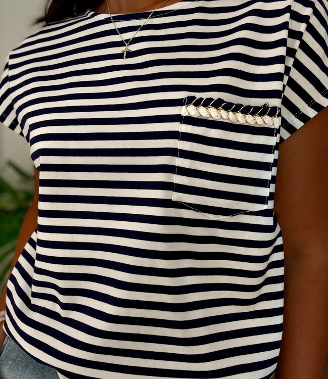 Navy/White Stripe Top
