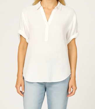 Dear John Tish Button Up Ruffle Slv. Top