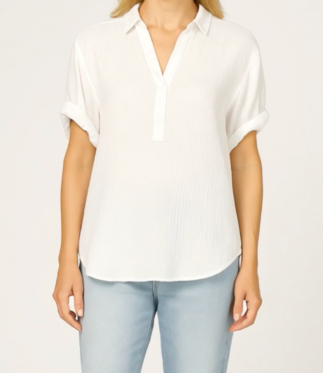 Tish Button Up Ruffle Slv. Top