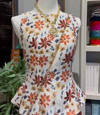 THML Earthy Floral Peplum Top
