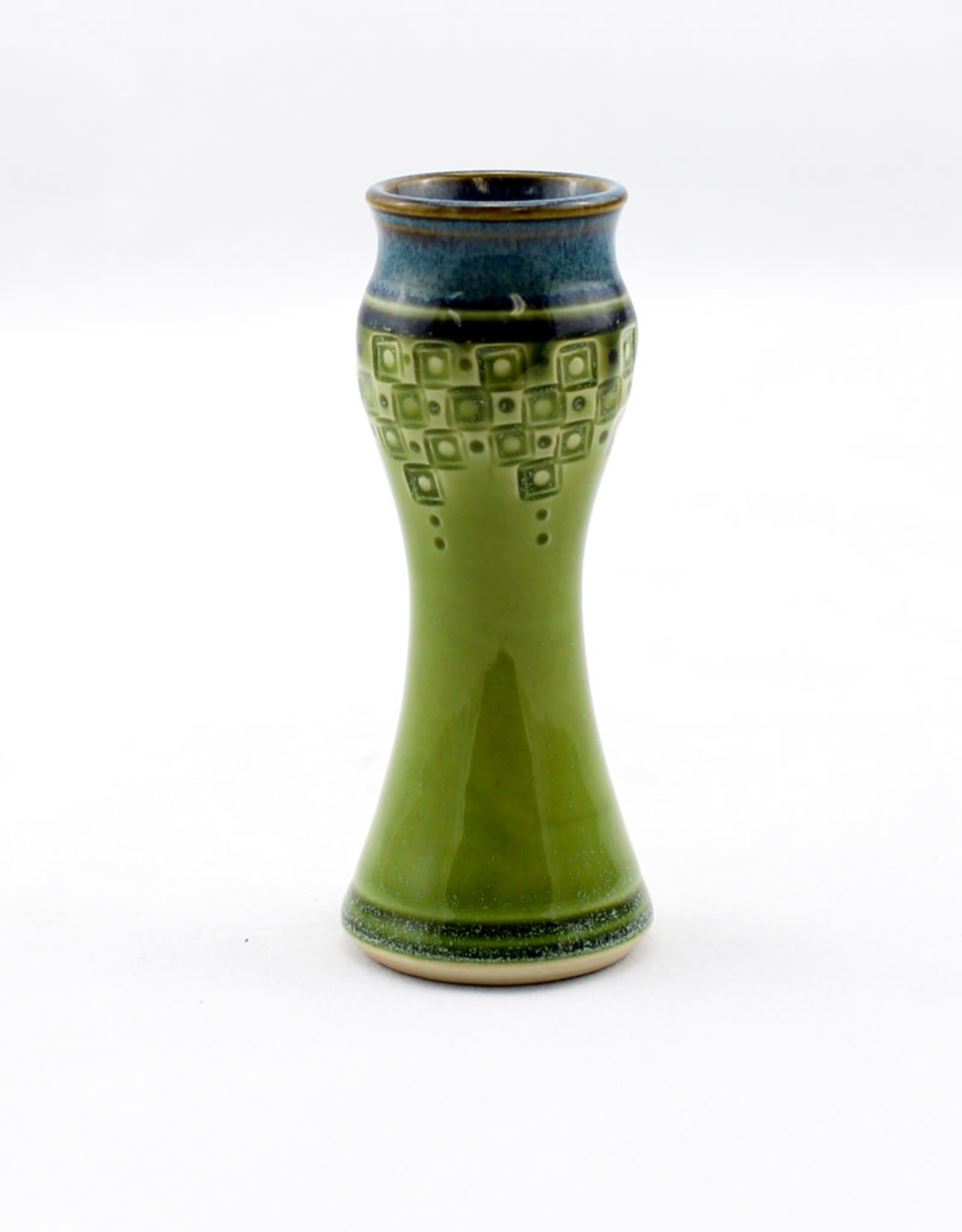 Plays in Mud Pottery Small Amphora Vase Half Pattern-Green