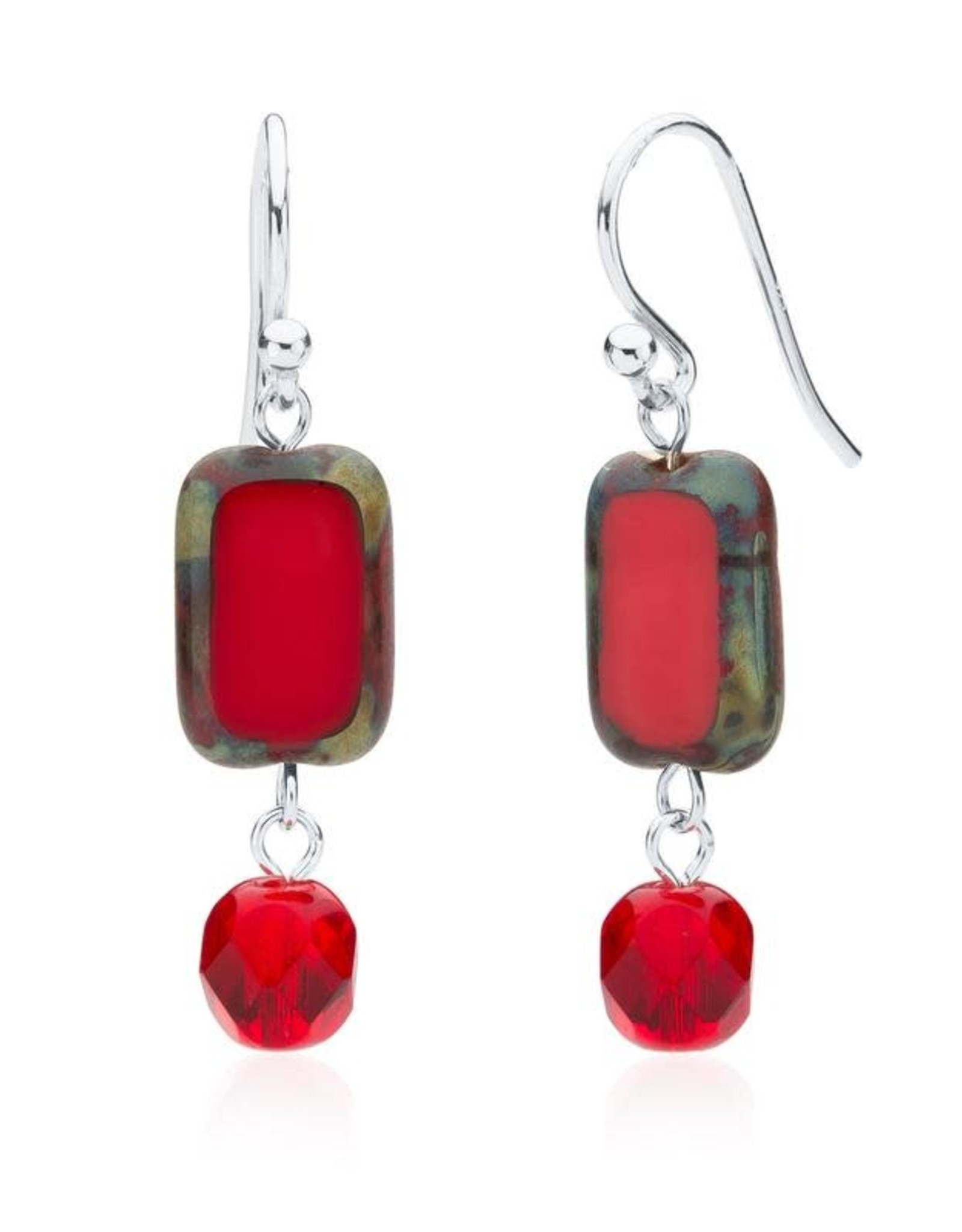 Stefanie Wolf Designs Crystal Dangle Earrings- Red