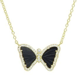 Kamaria Mini Butterfly Necklace in Black Onyx