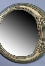 Plywood Sculpture Moon Mirror - Blue 20"