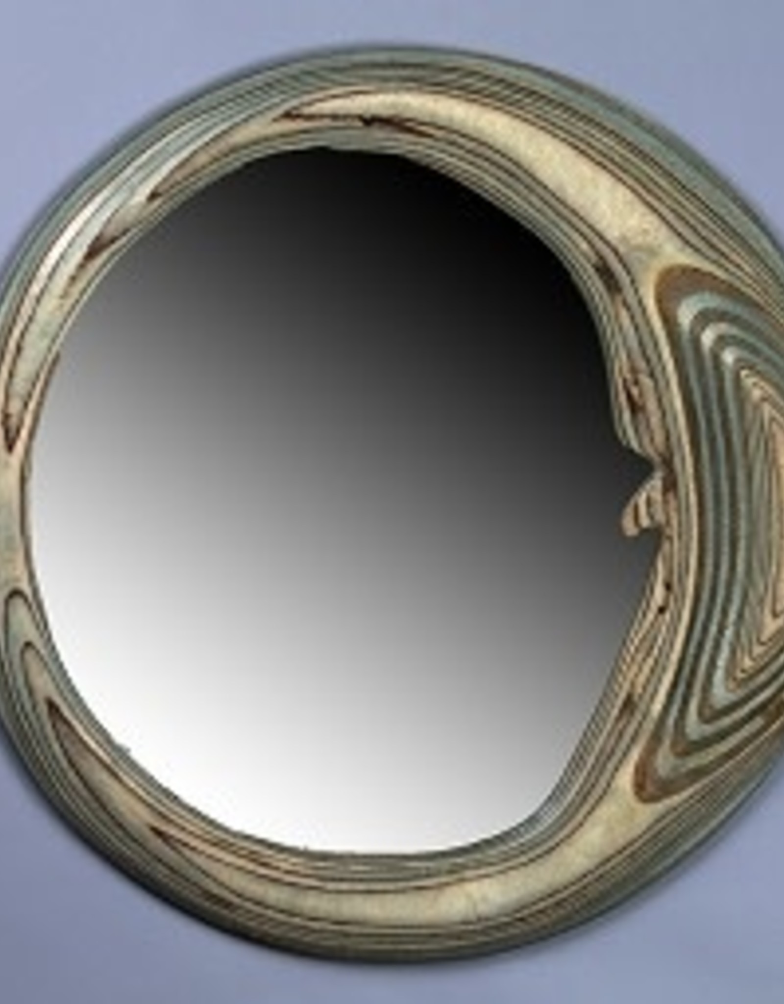 Plywood Sculpture Moon Mirror - Blue 20"
