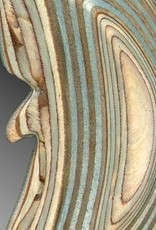 Plywood Sculpture Moon Mirror - Blue 20"