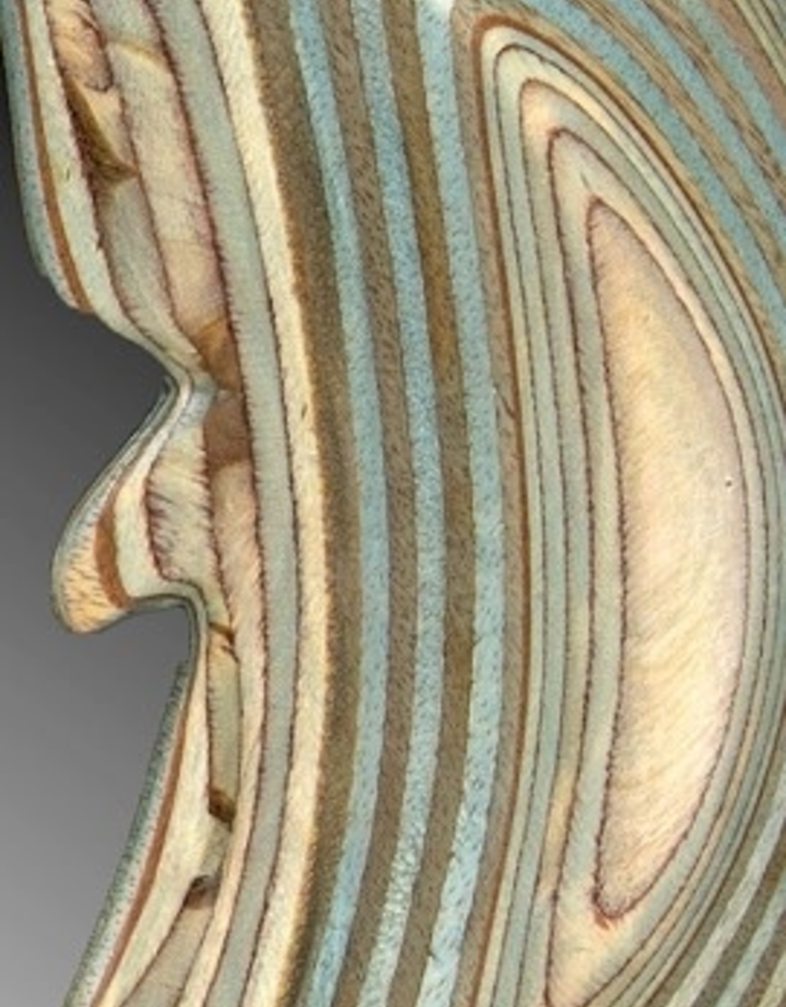 Plywood Sculpture Moon Mirror - Blue 20"